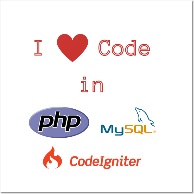 (back-and-front-print) I love Code in PHP, MySQL & CodeIgniter Wall Art by Polis